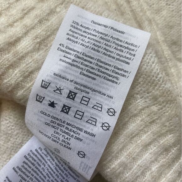 ASOS Vero Moda V-Neck Fuzzy Sweater Oatmeal Women’s Medium Preppy Classic Soft - Picture 8 of 10